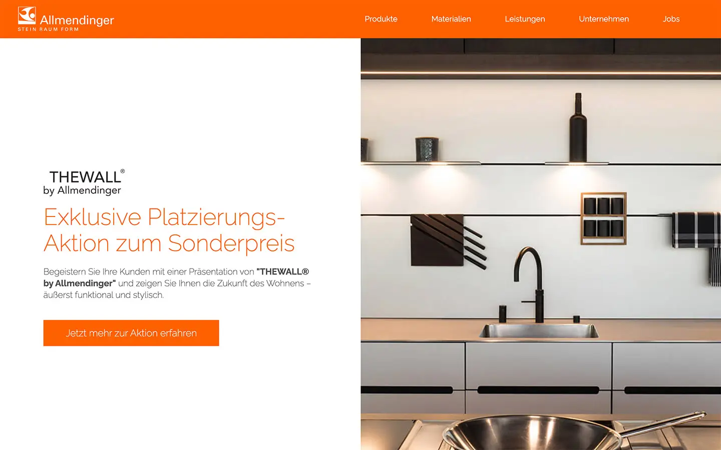 allmendinger the wall landingpage screen design desktop