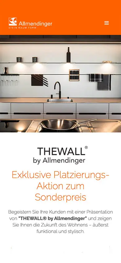 allmendinger the wall landingpage screen design mobile