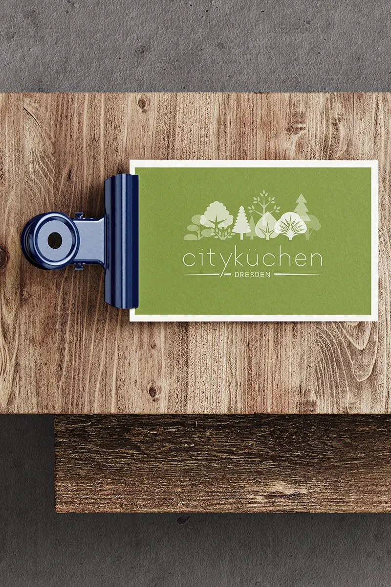 city kuechen dresden branding logo mockup
