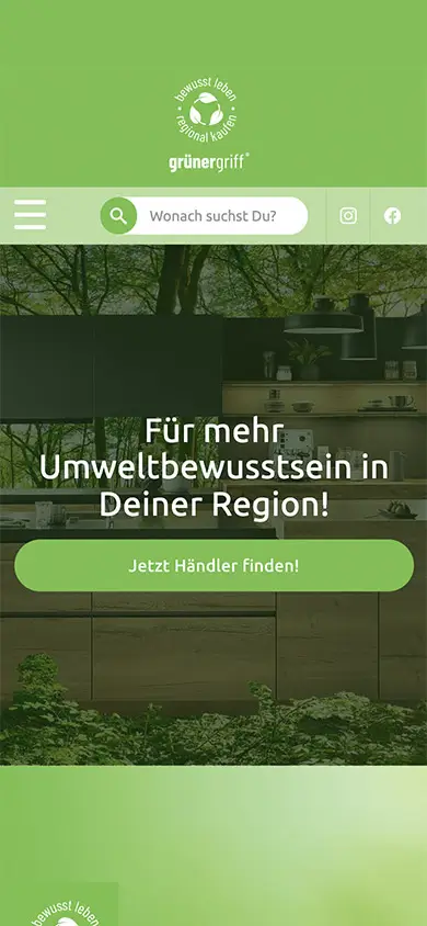 gruenergriff website screen design mobile