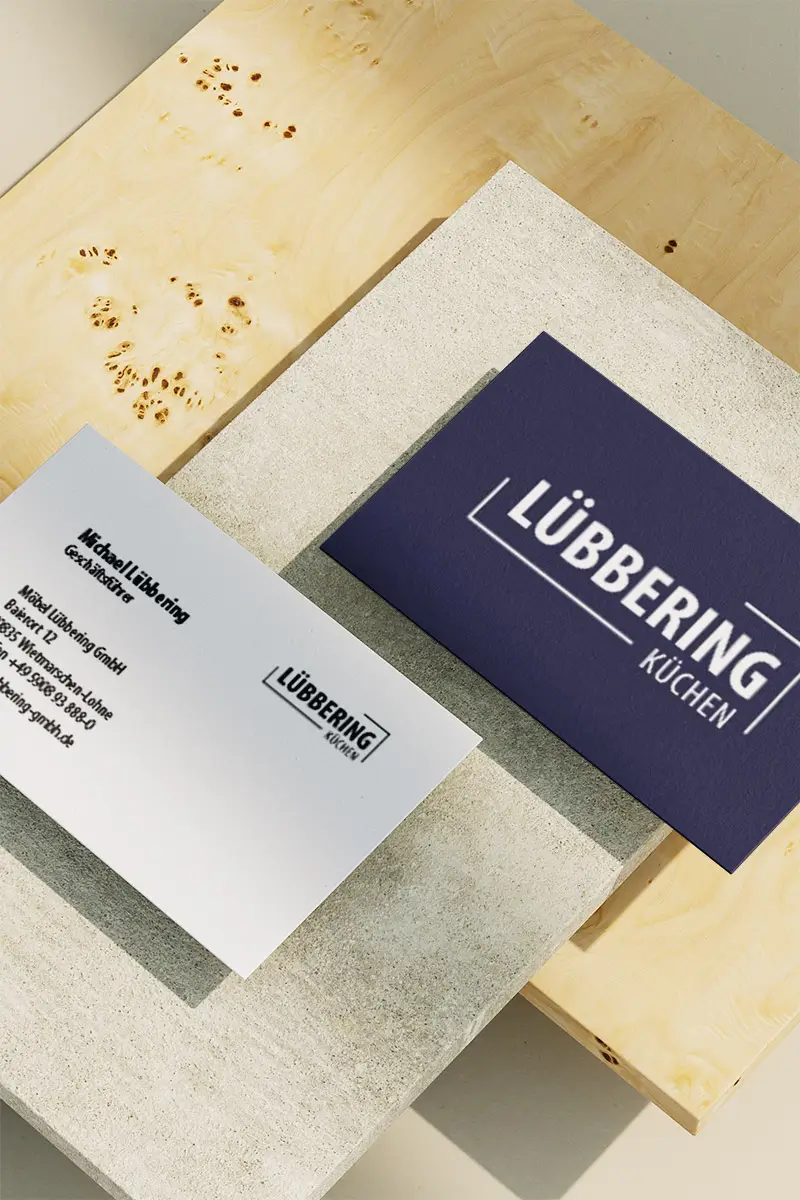 luebbering kuechen branding mockup visitenkarte