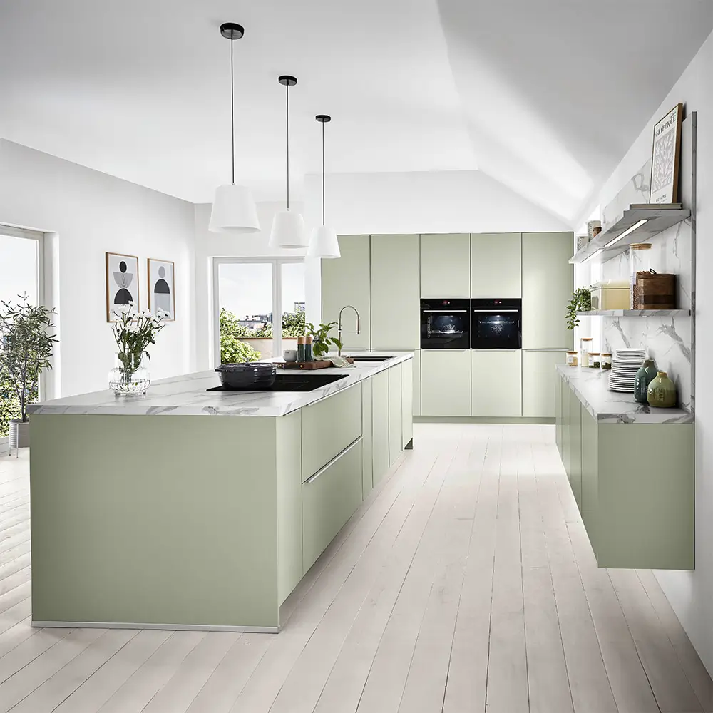 nobilia easy touch kueche gruen mit integrierte e-geraete